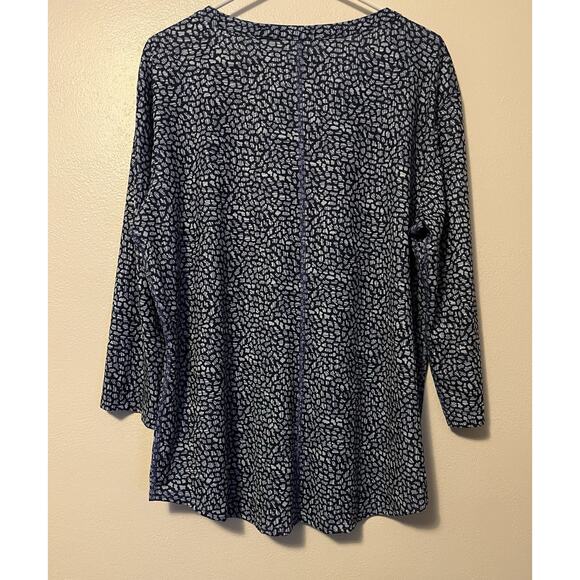 LL Bean Top Womens XL Reg Streamside Tee Split Neck 3/4 Sleeve Gorpcore Blue NWT - Picture 5 of 9